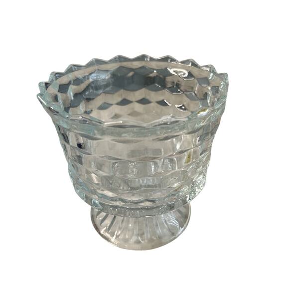 Vintage Fostoria American Footed Trifle Bowl 1950’s Cubed Pattern 6" Compote - Picture 7 of 9